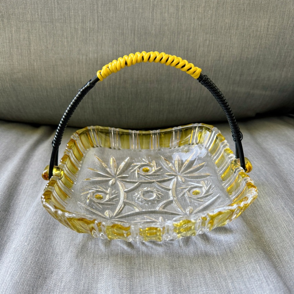 ✨Vintage Walther-Crystal Etched Yellow Cut Bowl